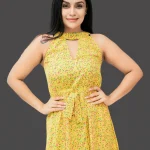 Zoona Halter Neck Mini Dress Yellow