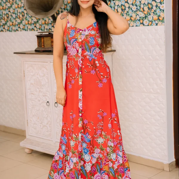 Aldreia Strap Maxi Dress Red