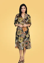 Breeze Aline Linen Midi Dress Green - Image 5