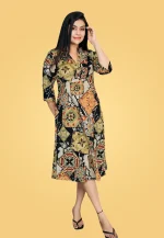 Breeze Aline Linen Midi Dress Green - Image 4