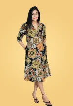 Breeze Aline Linen Midi Dress Green - Image 3