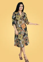 Breeze Aline Linen Midi Dress Green - Image 2