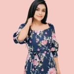 Dellze Off Shoulder Linen Maxi Dress Blue