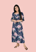 Dellze Off Shoulder Linen Maxi Dress Blue - Image 5