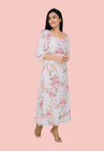 Dellze Off Shoulder Linen Maxi Dress White - Image 2