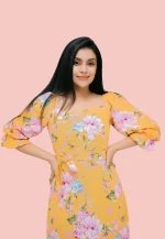 Dellze Off Shoulder Linen Maxi Dress Yellow - Image 2