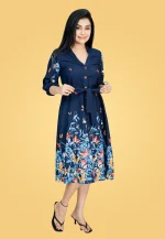 Devona Fly Border Midi Dress Blue - Image 3
