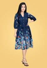 Devona Fly Border Midi Dress Blue - Image 5
