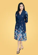 Devona Fly Border Midi Dress Blue - Image 2