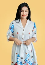 Devona Fly Border Midi Dress White - Image 2