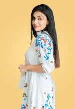 Devona Fly Border Midi Dress White - Image 3