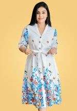 Devona Fly Border Midi Dress White - Image 4