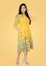 Devona Fly Border Midi Dress Yellow - Image 4