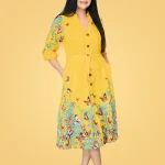 Devona Fly Border Midi Dress Yellow