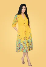 Devona Fly Border Midi Dress Yellow