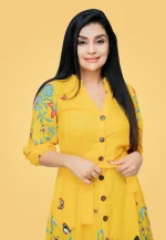 Devona Fly Border Midi Dress Yellow - Image 3