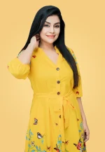 Devona Fly Border Midi Dress Yellow - Image 2