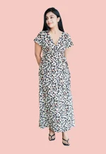 Evwing Leopard Maxi Wrap Dress White - Image 7