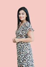 Evwing Leopard Maxi Wrap Dress White - Image 3