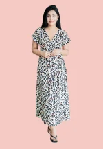 Evwing Leopard Maxi Wrap Dress White - Image 8