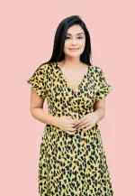 Evwing Leopard Maxi Wrap Dress Yellow - Image 3