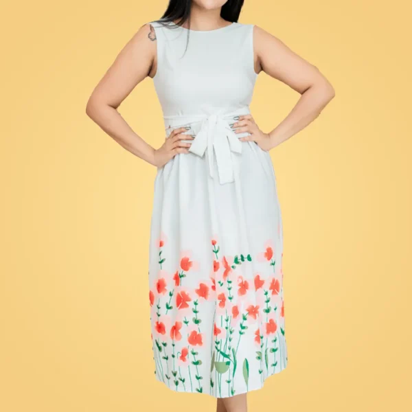 Limara Hem Border Sleeve Less Maxi Dress