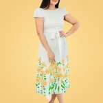 Limara Hem Border Sleeve Midi Dress