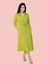 Loony Apple Green Button Dress