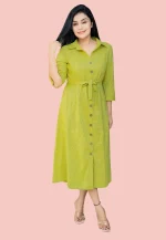 Loony Apple Green Button Dress - Image 5