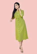 Loony Apple Green Button Dress - Image 2