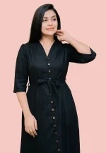 Lore Black Full Button Maxi Dress - Image 2