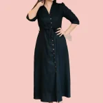 Lore Black Full Button Maxi Dress