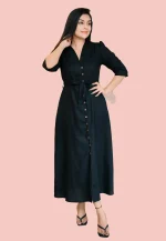 Lore Black Full Button Maxi Dress