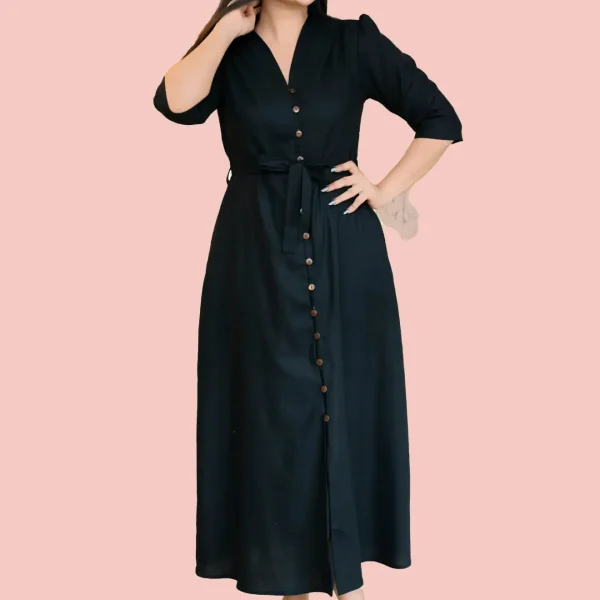Lore Black Full Button Maxi Dress