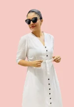 Lore White Full Button Maxi Dress - Image 4