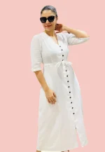 Lore White Full Button Maxi Dress - Image 3
