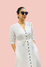 Lore White Full Button Maxi Dress - Image 2