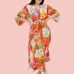 Monash Kaftan Midi Dress Red