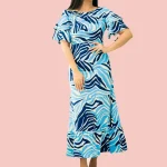 Movo Waves Double Sleeve Maxi Dress Blue