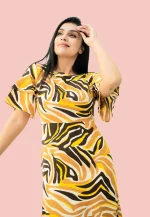 Movo Waves Double Sleeve Maxi Dress Yellow - Image 5