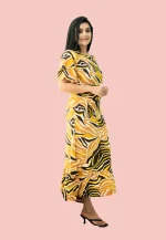 Movo Waves Double Sleeve Maxi Dress Yellow - Image 4