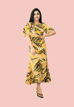 Movo Waves Double Sleeve Maxi Dress Yellow - Image 3
