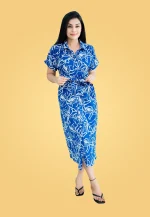 Verona Gathered Midi Dress Blue - Image 3