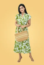 Yashu Pintuks Midi Dress Green