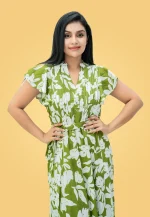 Yashu Pintuks Midi Dress Green - Image 3