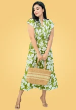 Yashu Pintuks Midi Dress Green - Image 2
