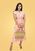Yashu Pintuks Midi Dress Pink