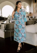 Elisa Knot Maxi Dress Blue - Image 6