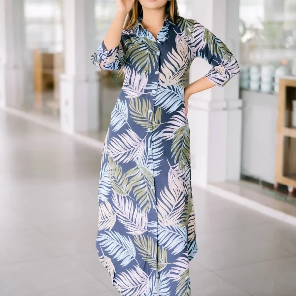 Kairi A Line Maxi Dress Blue #1