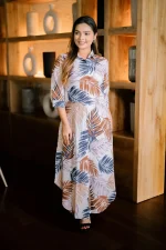 Kairi A Line Maxi Dress Brown #3
